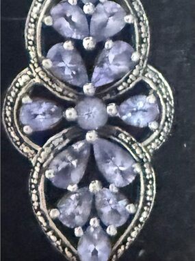 925 Tanzanite Floral Cluster Pendant